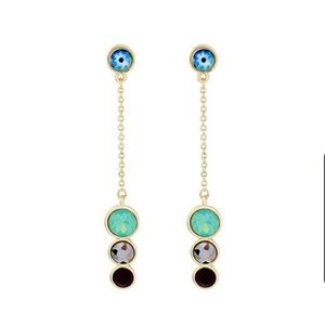 2/$30 Green Crystal Long Drop Statement Earrings🌟